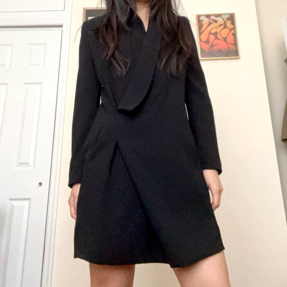 Zara Shoulder Pad Black Oversized Blazer Mini Dress